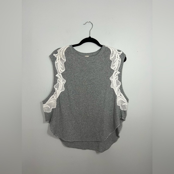 Free People Bonsai Lace Grey Tank Small - Picture 3 of 7